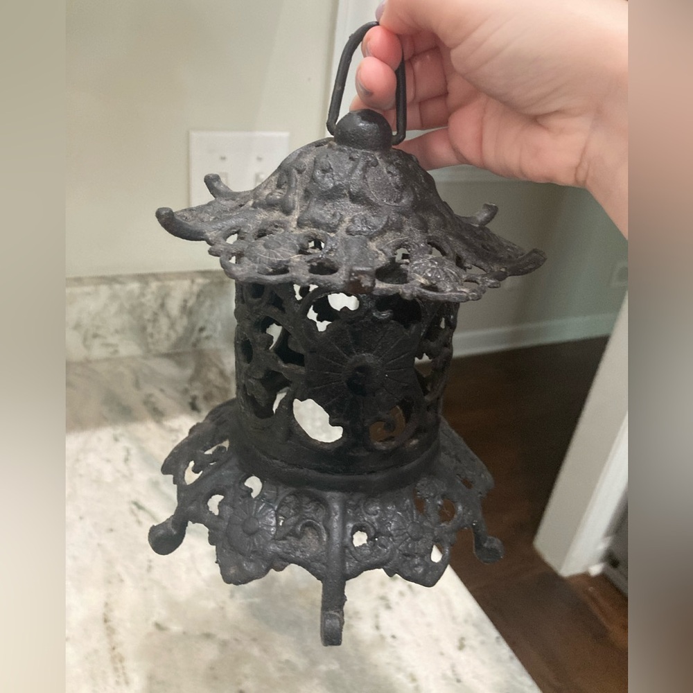 Antique Cast Iron Japanese Candle Lantern - Picture 3 of 6